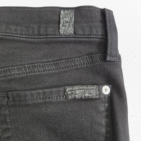 7FAM Matte Black High Waisted Stretch 7 for all mankind The Skinny Jeans Size 26 - Picture 9 of 11